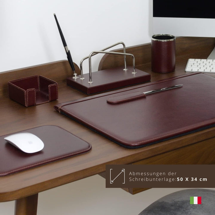 Schreibtischset 6-teilig – 100% vollnarbiges Leder – Von fachkundigen Handwerkern in Italien von Han