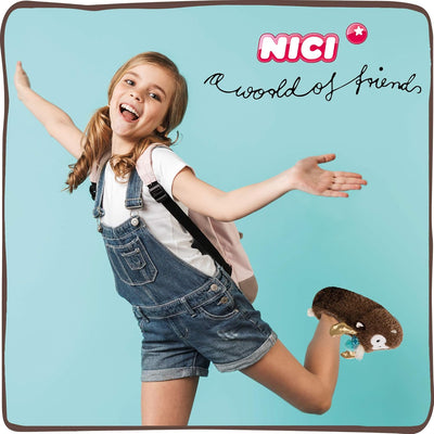 NICI Hauschuhe Rentier Reny Heart Gr. 38-41, L – Plüsch-Hauschuhe Kinder rutschfest – Warme Kuschelt