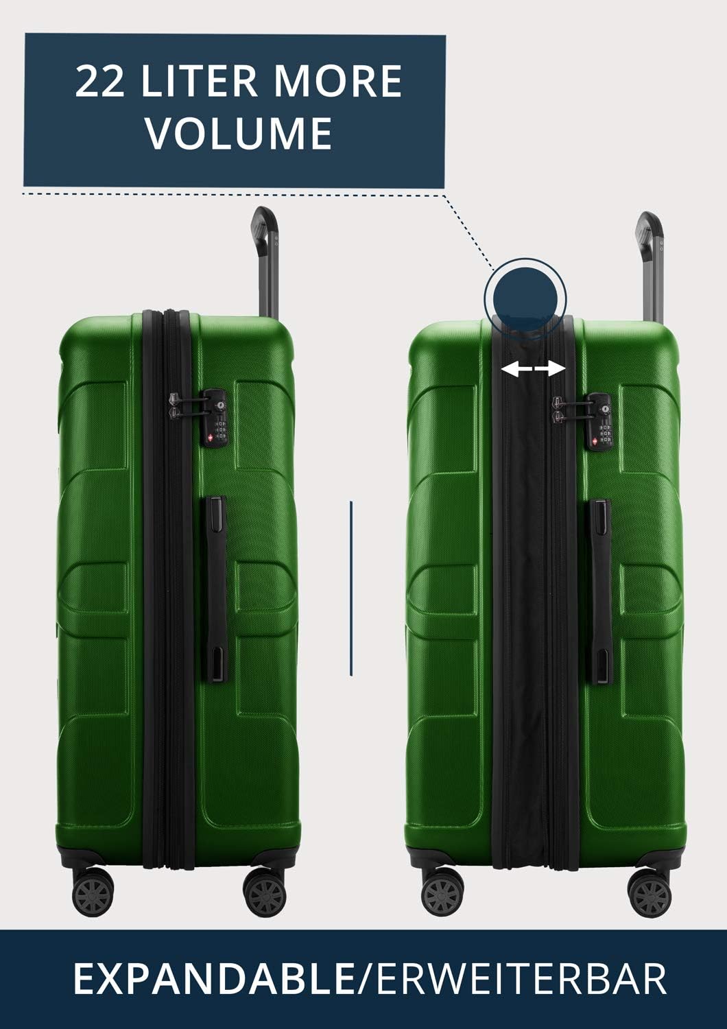 suitline grosser Hartschalen-Koffer Koffer Trolley Rollkoffer XL Reisekoffer, TSA, 76 cm, ca. 96-110