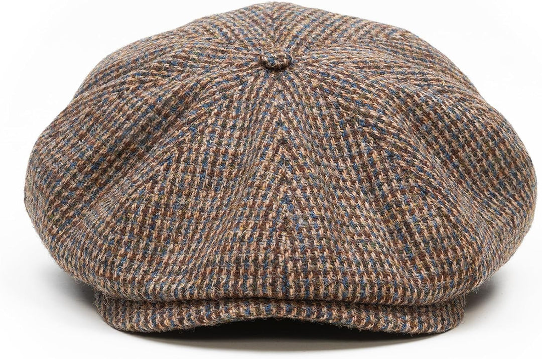 Sterkowski Shelby | 100% Harris Tweed Schiebermütze für Herren und Damen | Warm Elegant 8-Panel Zeit