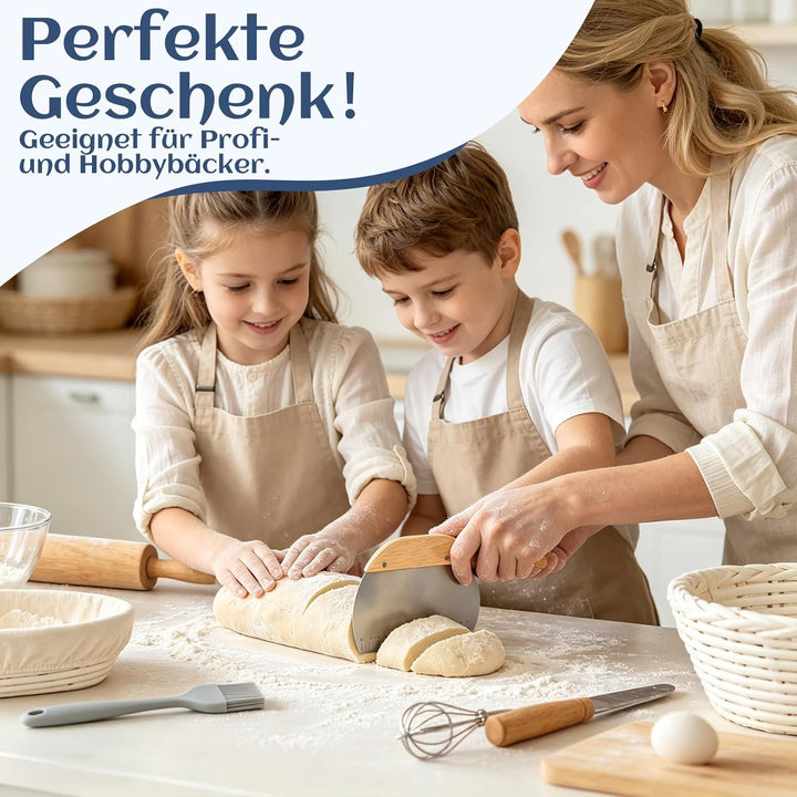 Gärkörbchen Für Sauerteig Starter Set, Gärkorb (23cm rund),100% natürlichem Rattan, inkl. Leineneins