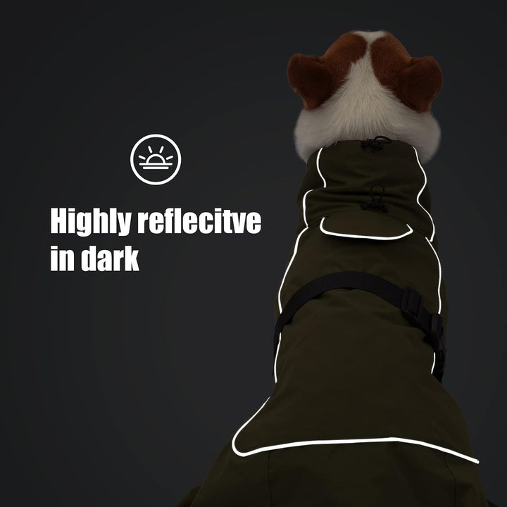 HEYWEAN Hundejacke Wasserdichter Hundemantel Reflektierende Jacke für kaltes Wetter mit weichem Flee