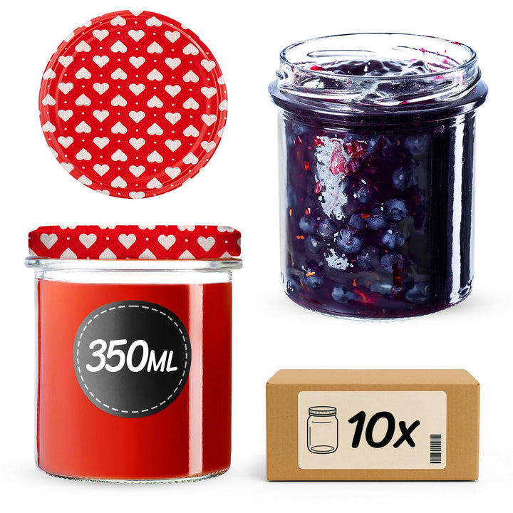 KADAX 10er Set Marmeladengläser 350ml TO82, Einmachgläser Vorratsgläser Mason Jar mit Schraubdeckel,