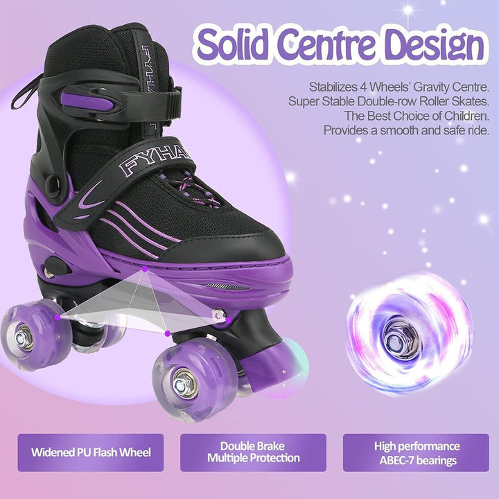 Rollschuhe für Mädchen Jungen Einstellbare Kinder Rollschuhe mit leuchtenden Rädern, Spass Beleuchtu