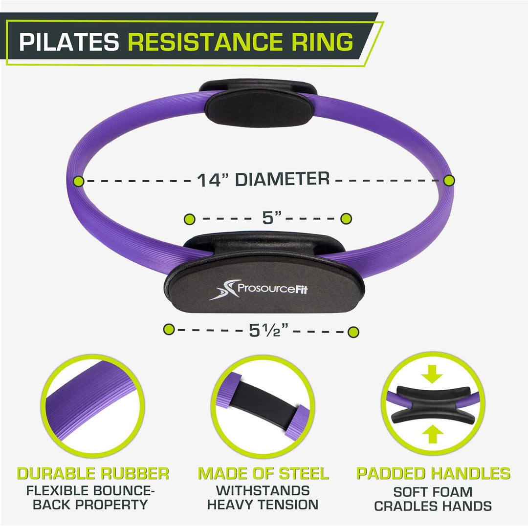 ProsourceFit Pilates-Widerstandsring, 35,6 cm, Dual-Grip-Griffe für Straffung und Fitness Violett, V