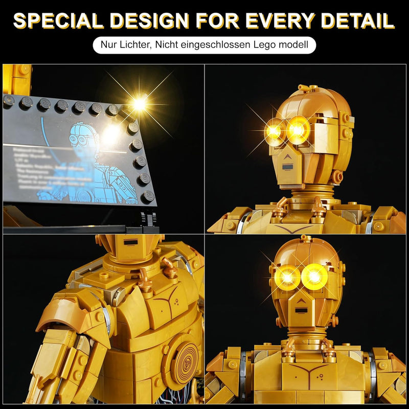 cooldac LED-Licht Kit Kompatibel mit Lego Star Wars c-3po B, LED Beleuchtungsset Kompatibel mit Lego