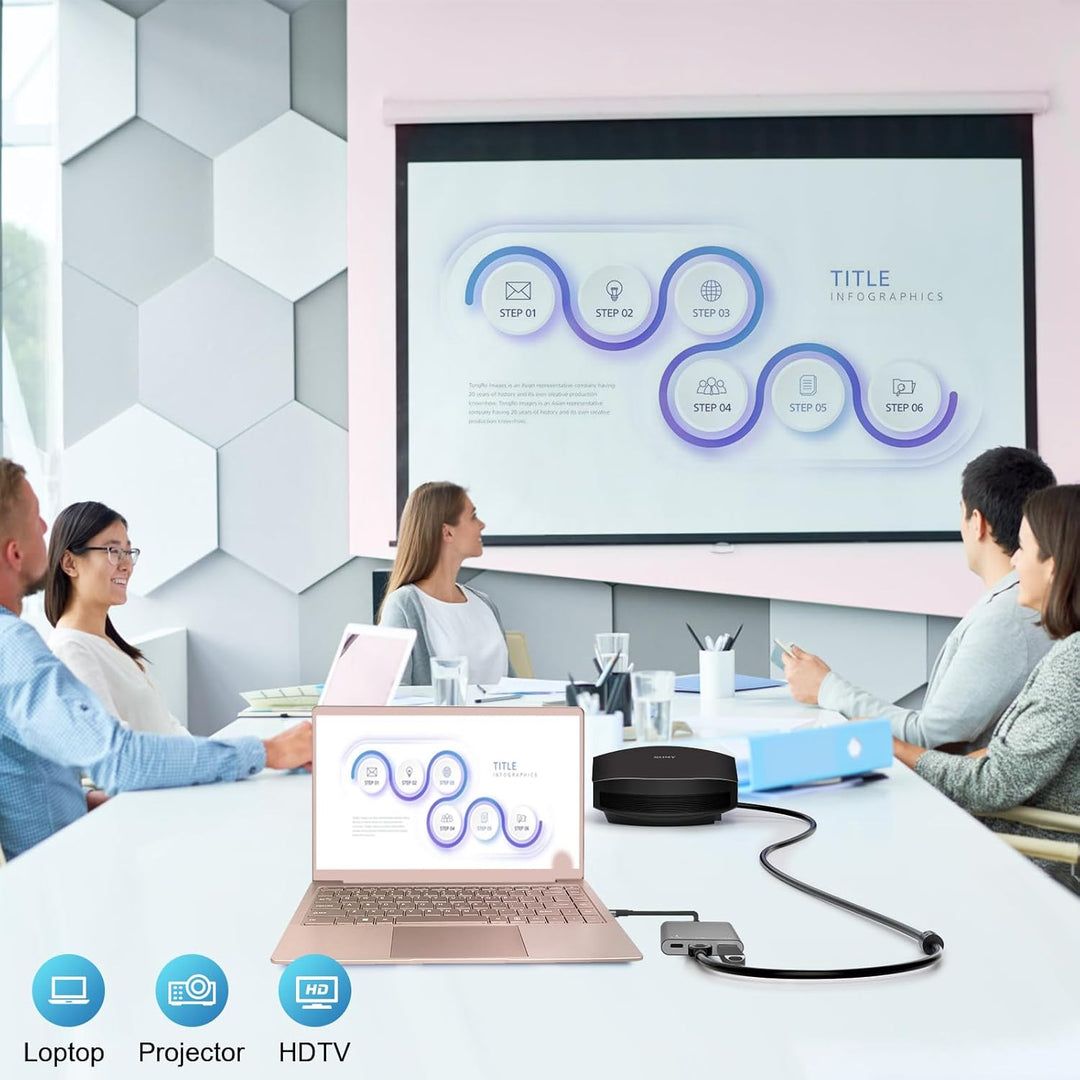 VVG USB C to 4K HD.MI Adapter für MacBook Pro/Air, 3 in 1 USB-C Digital AV Multiport Adapt mit 4K 30