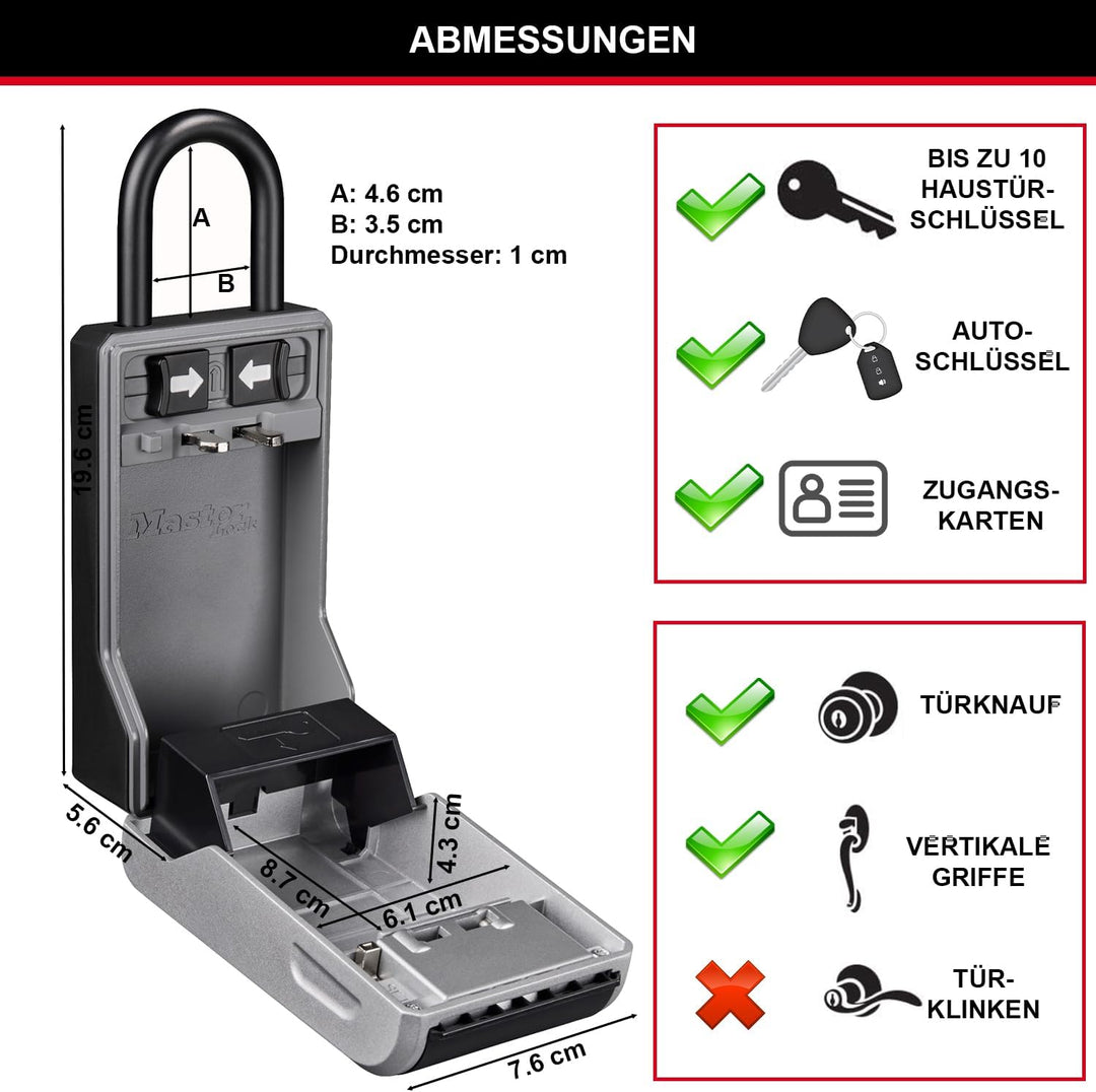 Master Lock Schlüsseltresor mit neuem innovativen Design, Bügel, grossem Fassungsvermögen, hoher Sic