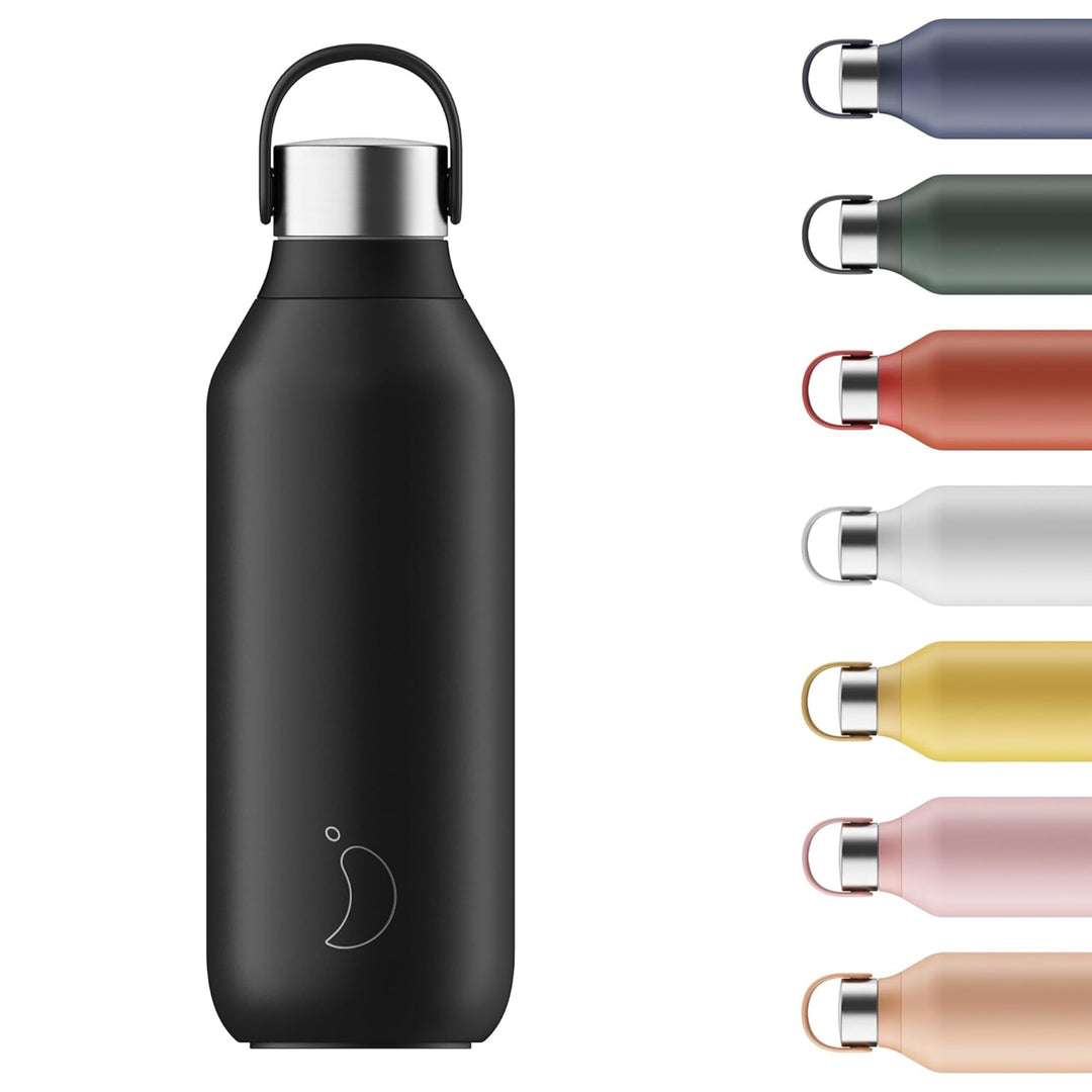 Chilly's Series 2 Trinkflasche - Isolierflasche aus Edelstahl mit Soft-Touch-Kragen & Trageschlaufe