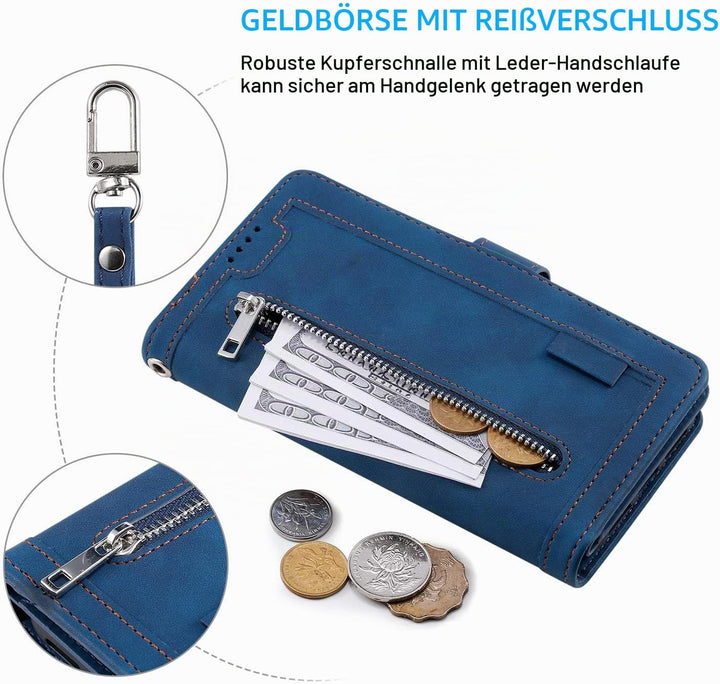 EYZUTAK Handyhülle für Samsung Galaxy S20 FE 5G Hülle,Flip Case Lederhülle Reissverschluss Magnetver