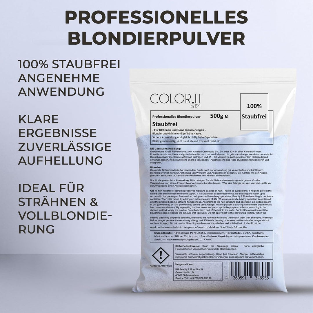COLOR.IT Professionelles Blondierpulver (3er Pack) Hochwertiges Premium Aufhellungspulver 500g Staub