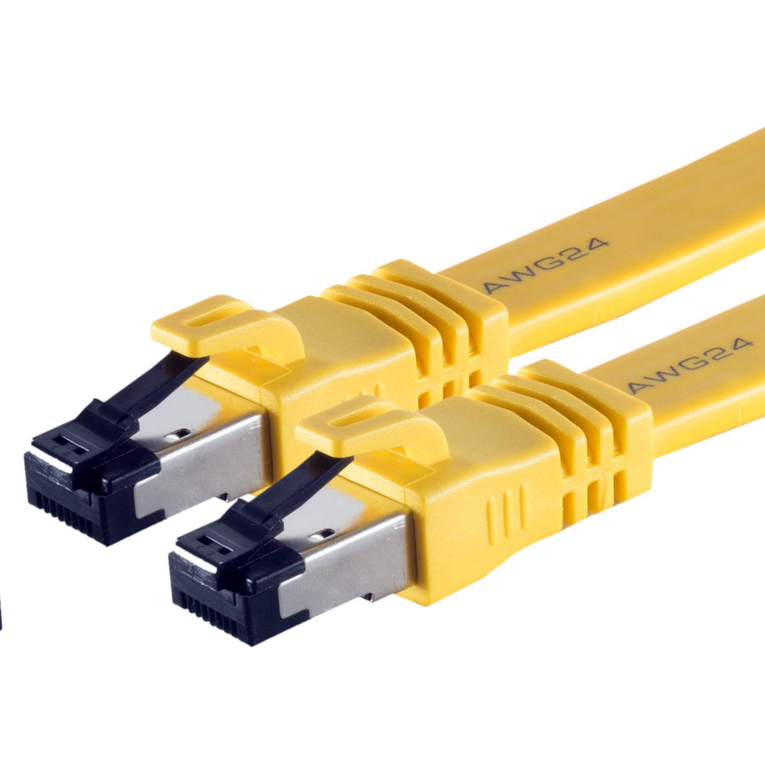 1aTTack.de 5m - Cat8.1 High End Patchkabel flach gelb - 1 Stück 40 Gigabit Netzwerkkabel Ethernet LA