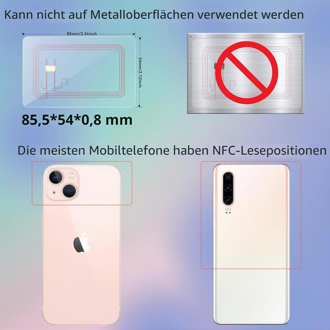 30PCS NFC Tags NTAG215 Transparente Karten, Programmierbare NFC 215 Tag Karten Rewritable CR80, 504