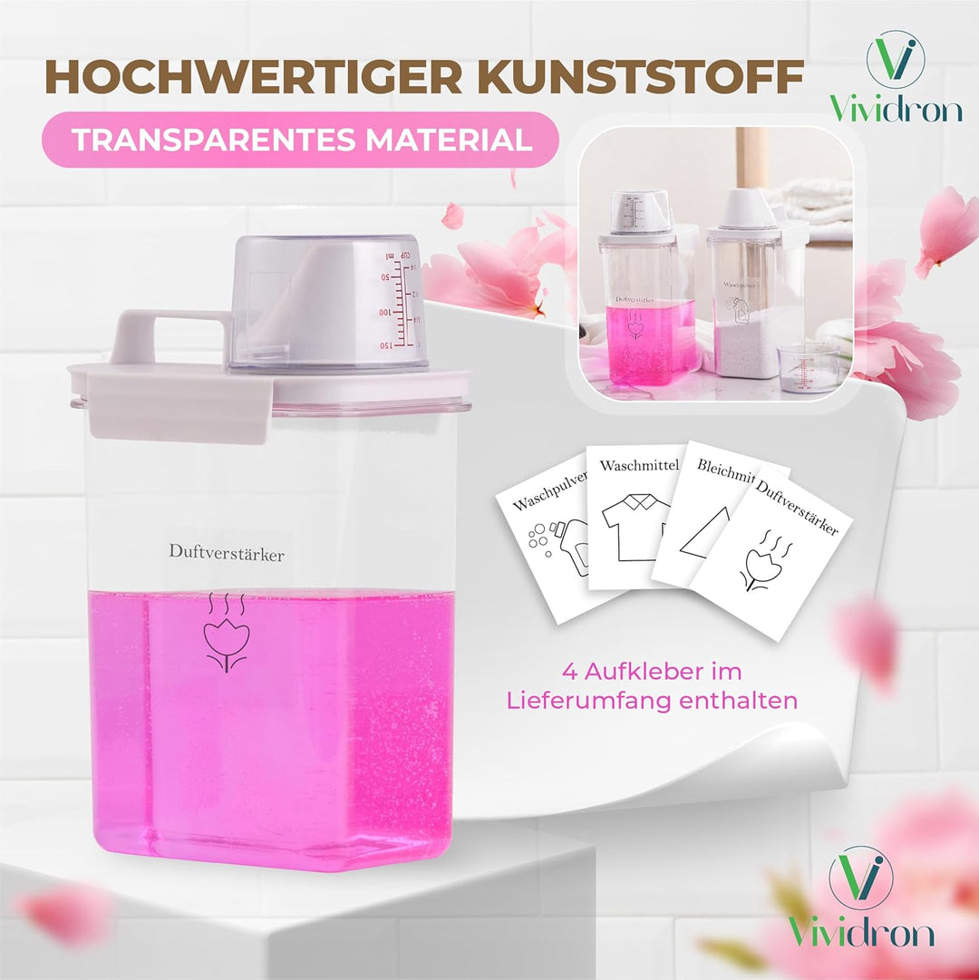 2er-Pack Waschmittel Aufbewahrung, Aufbewahrungsbox für die Organisation des Waschraums mit 4 abnehm