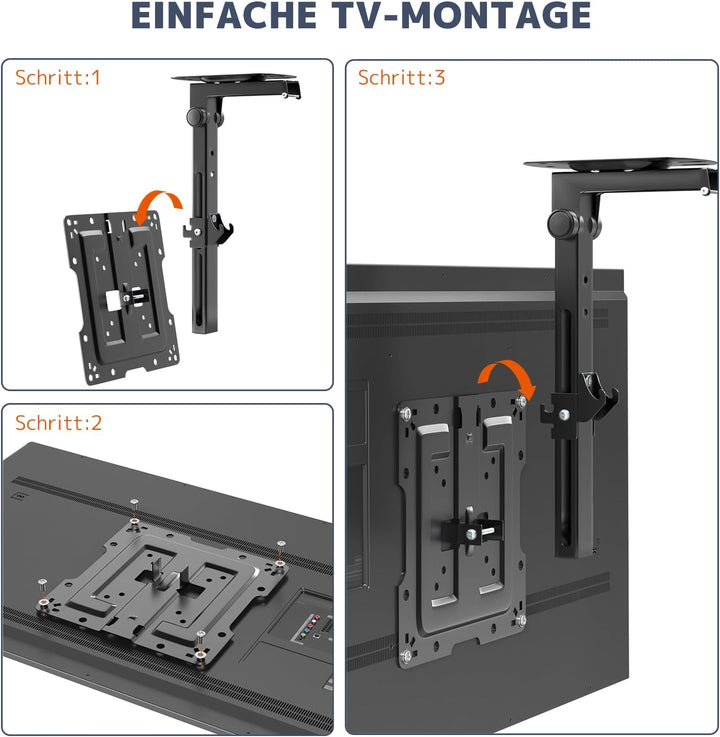 PUTORSEN 19-43 Zoll TV Deckenhalterung Klappbar, Höhenverstellbar Deckenhalterung für Fernseher, Dec