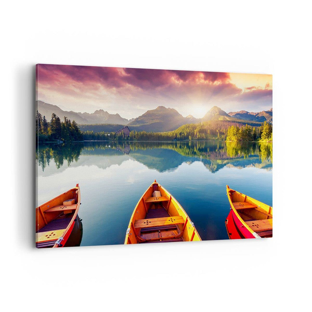 ARTTOR Bilder auf Leinwand 100x70cm Leinwandbild mit Rahmen See Natur Gross Wanddeko Bild Schlafzimm
