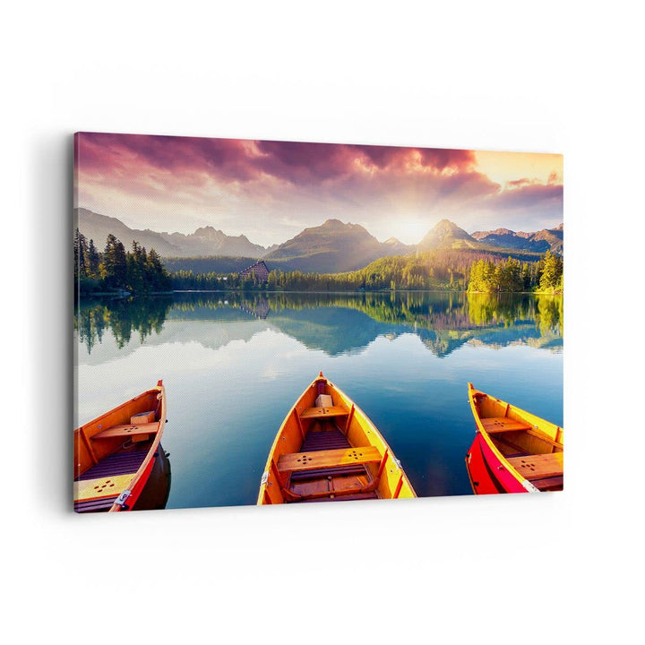 ARTTOR Bilder auf Leinwand 100x70cm Leinwandbild mit Rahmen See Natur Gross Wanddeko Bild Schlafzimm