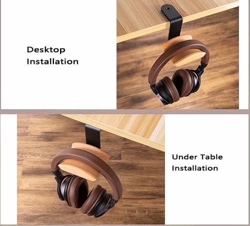 GGF Headset Halterung mit 6cm Breiter Kopfstütze aus Buche,Kopfhörer Ständer mit 3M Klebeband und Sc