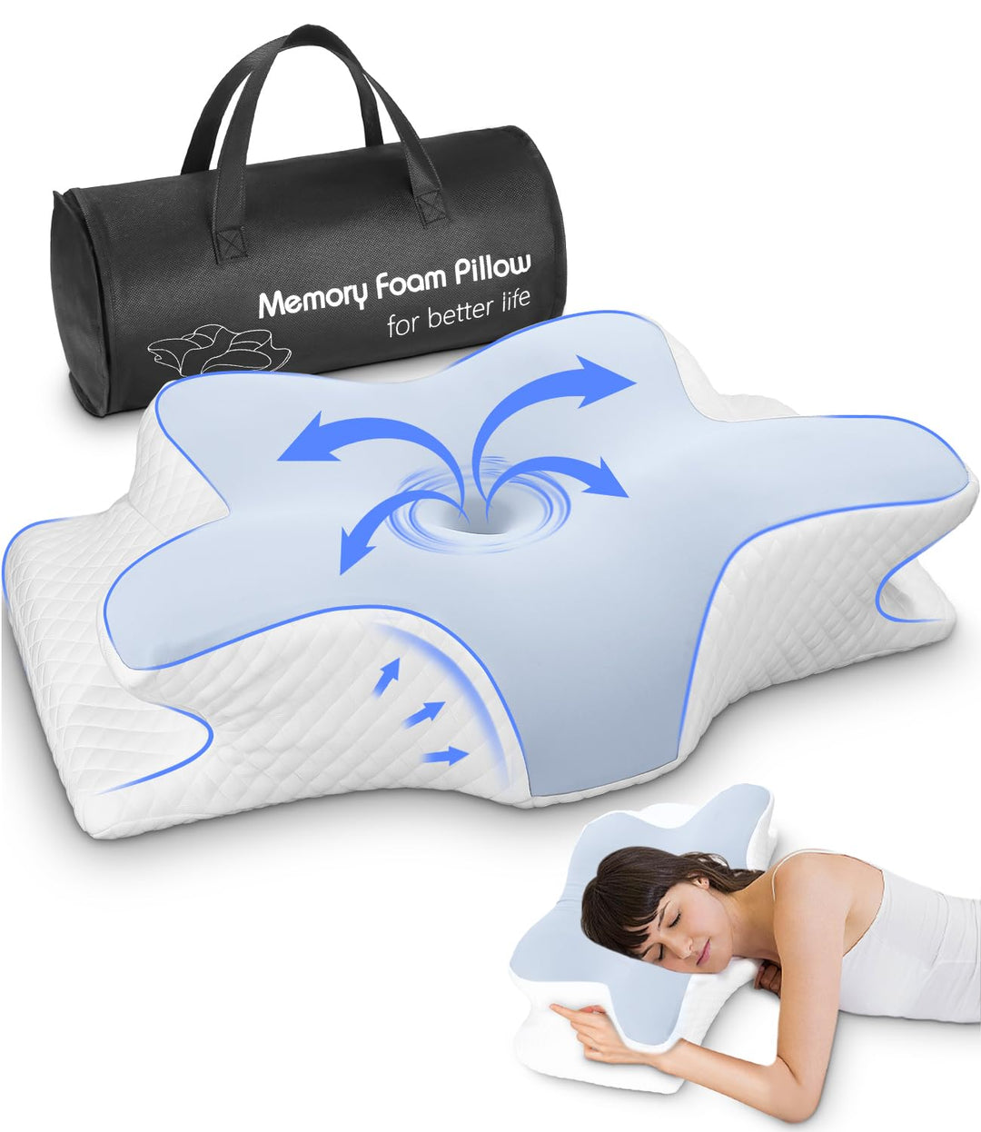Huifoo Nackenkissen, Seitenschläferkissen, Memory Foam Kissen, Orthopädisches Kissen, Ergonomisches