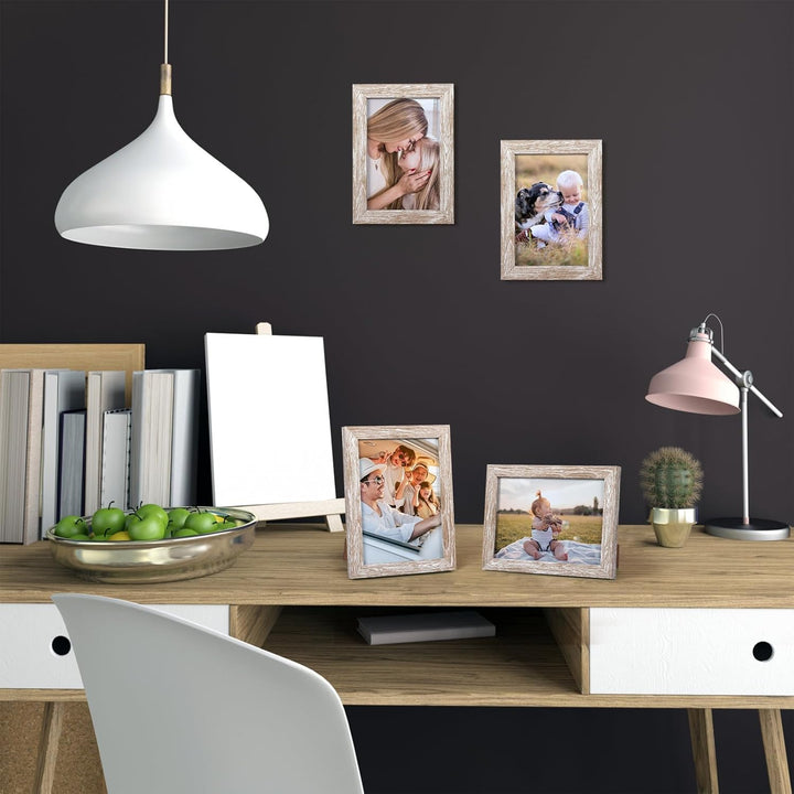 Giftgarden 12 Stück Bilderrahmen Set 13x18 cm - Moderne Beige Holzmaserung Fotorahmen Collage für 18