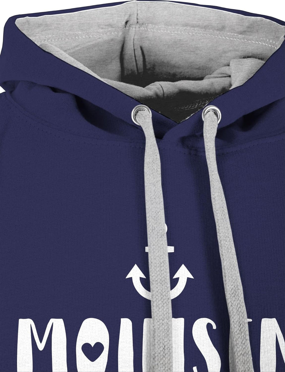Pullover Herren Frauen Hoodie Kontrast zweifarbig - Sprüche Statement - Moinsen - M - Navy Blau/Grau