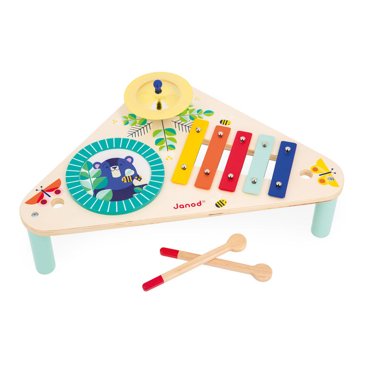 Janod - Gioia Musiktisch aus Holz 3 Kinderinstrumente - Rollenspiel und Musikalische Früherziehung -