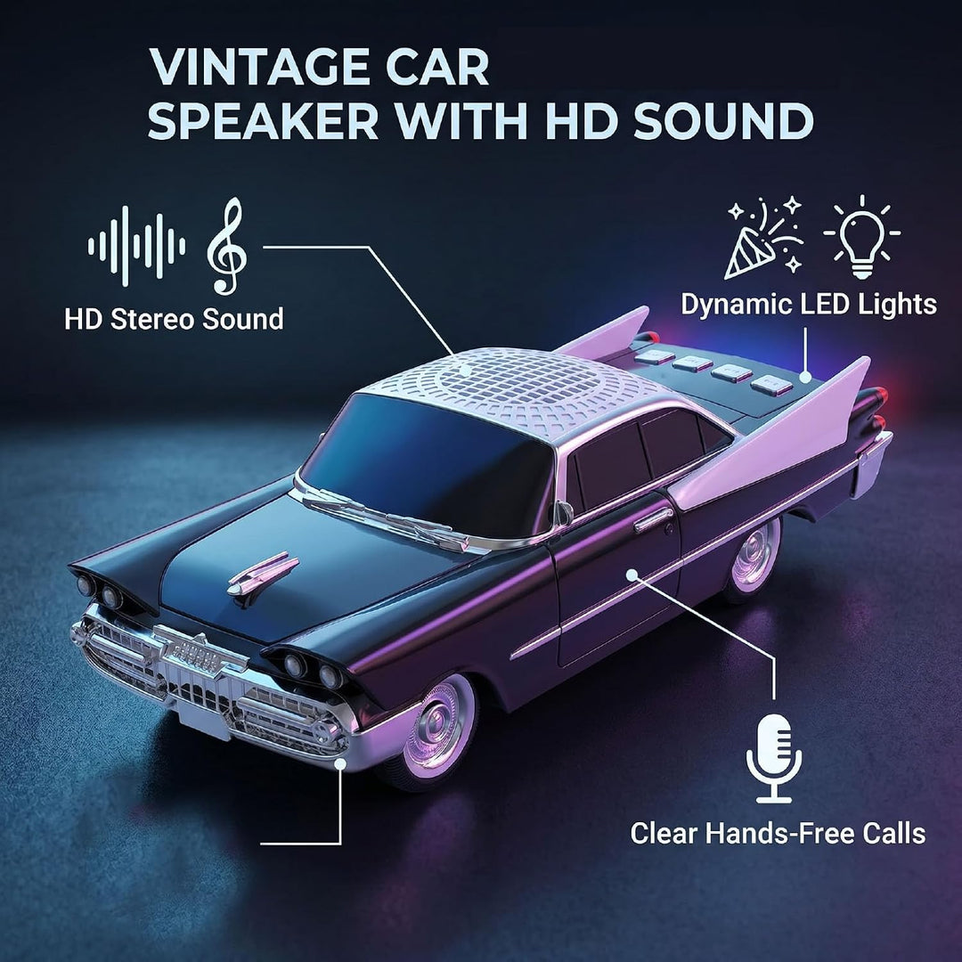 Tangxi Retro Oldtimer Bluetooth Lautsprecher, Tragbarer Kabelloser Automodell Lautsprecher mit LED L