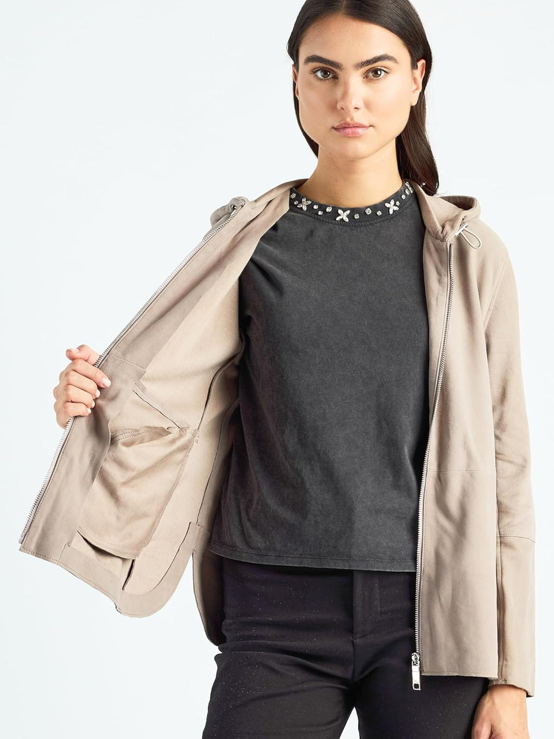 MAZE Damen Lederjacke 4202192 XL greige, XL greige