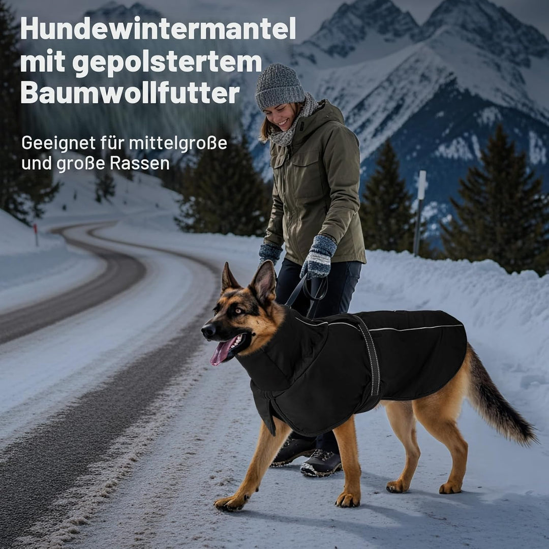Warme Hundemäntel, wasserdichte Reflektierende Hundejacke, Winddichter Wintermantel mit Hohem Kragen