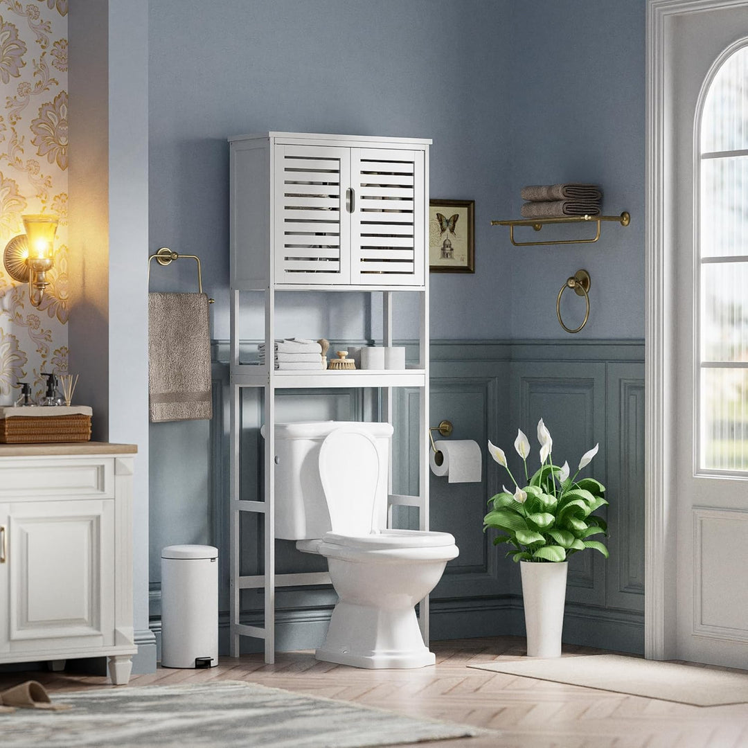 SMIBUY Bad Lagerung Regal mit Schrank, Bambus über die Toilette Veranstalter Rack, freistehende Toil