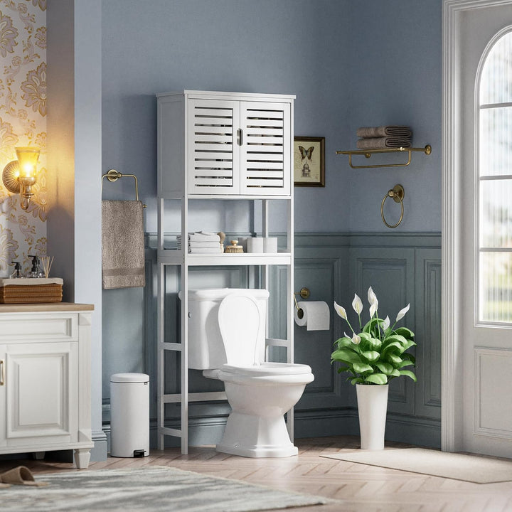 SMIBUY Bad Lagerung Regal mit Schrank, Bambus über die Toilette Veranstalter Rack, freistehende Toil