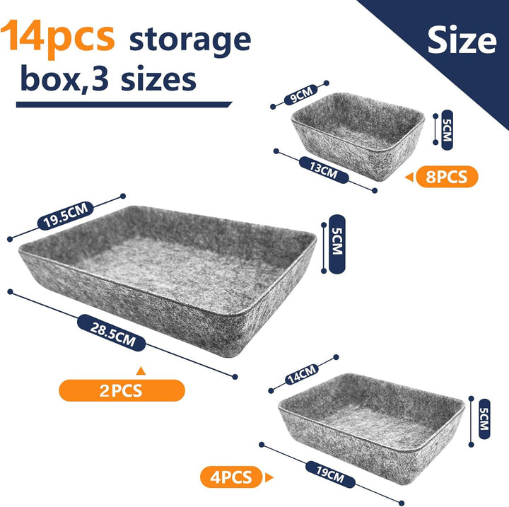 Praktisches Schubladen Organizer Filz - 14er-Set, Waschbare Filz Organizer für Schminktisch für Selb