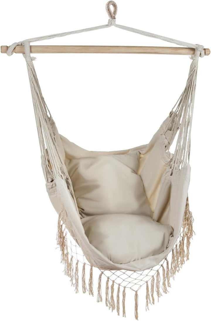 Gardlov Hängesessel Outdoor 97 x 130 cm Beige bis 120 kg - Schaukelsessel Outdoor und Innen - Hänges