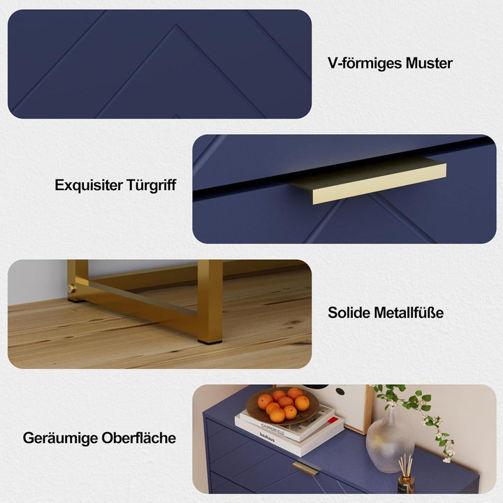 UEV Schuhschrank mit 3 Klappen schmal, 80x24x122cm Schuhkipper (Blau) | Schuhablage Platzsparend mit