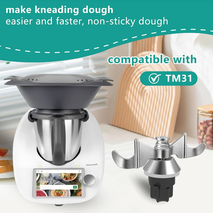 Teigmesser für Thermomix TM5,TM6,TM7,TM31,Edelstahl Teigmischmesser,Zubehör Ersatz Mischflügel Mit S
