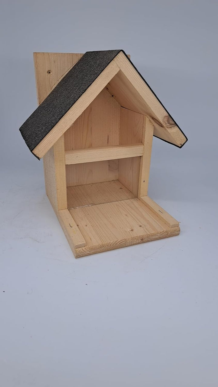XXL Eichhörnchenfutterhaus 2x wetterfest imprägniert mit Bioleinöl, mit Spitzdach E2N für Eichhörnch