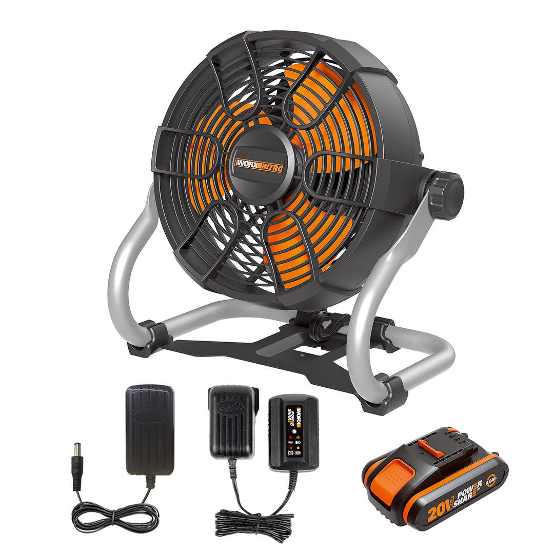 WORX NITRO 18V (20V MAX) Akku-Baustellenlüfter WX095, PowerShare, max. 6 Stunden Betriebszeit, 2 Ges
