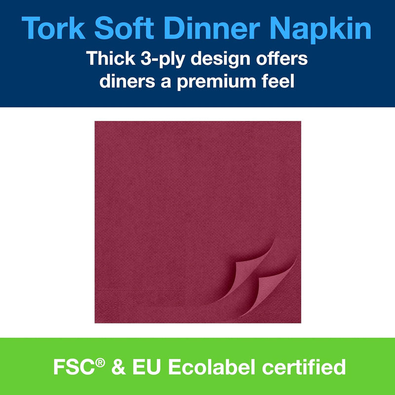 Tork 477618 Soft Dinnerservietten Bordeauxrot 1/8 Falz / 3-lagige Papierservietten / Ideal für ein A