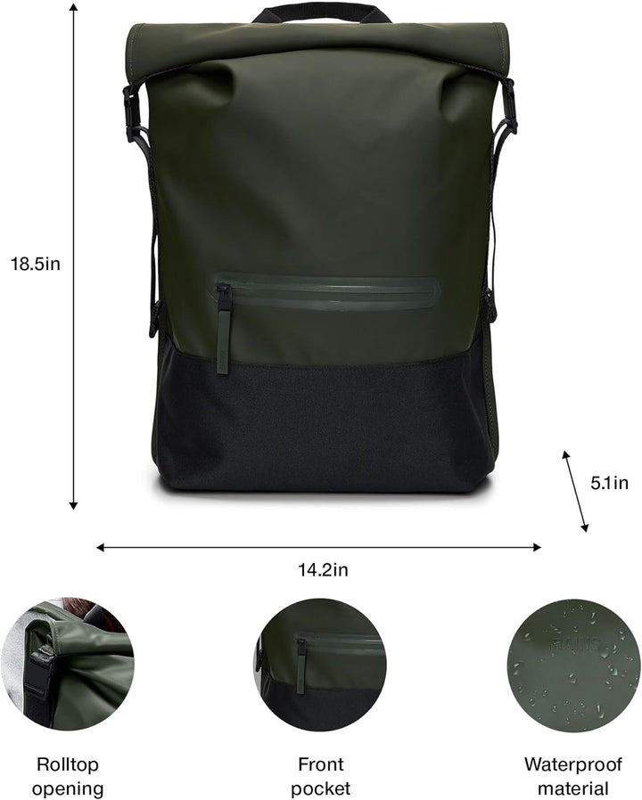RAINS Unisex Trail Rolltop Backpack Reisen und Arbeit Einheitsgrösse Multicolor, Einheitsgrö&#x