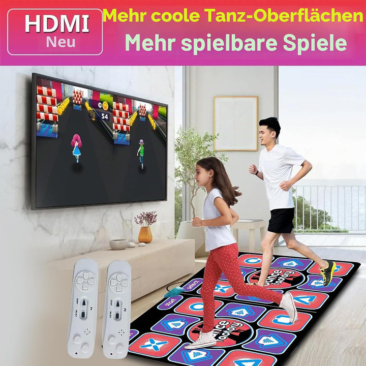 Tanzmatte 2-in-1 für TV und PC, doppelte Tanzmatte für Kinder und Erwachsene, interaktives D-Henkel-