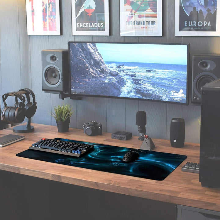 Sidorenko Gaming Mauspad XXL Blau - Grosses Mousepad 900x400 mm - rutschfeste Schreibtischunterlage