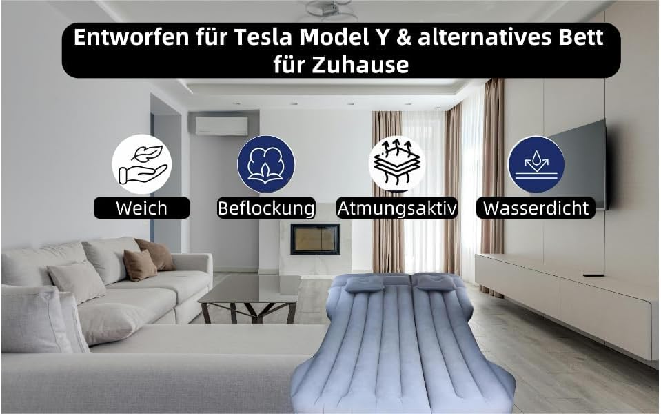 Auto Matratze, Aufblasbare Matratze Geeignet für Tesla Model Y, SUV Car Kofferraum Bett Rückbank, Lu