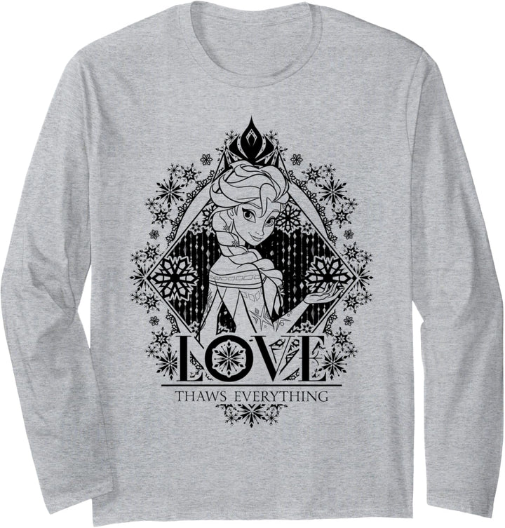 Disney Frozen Elsa Love Thaws Everything Snowflakes Portrait Langarmshirt