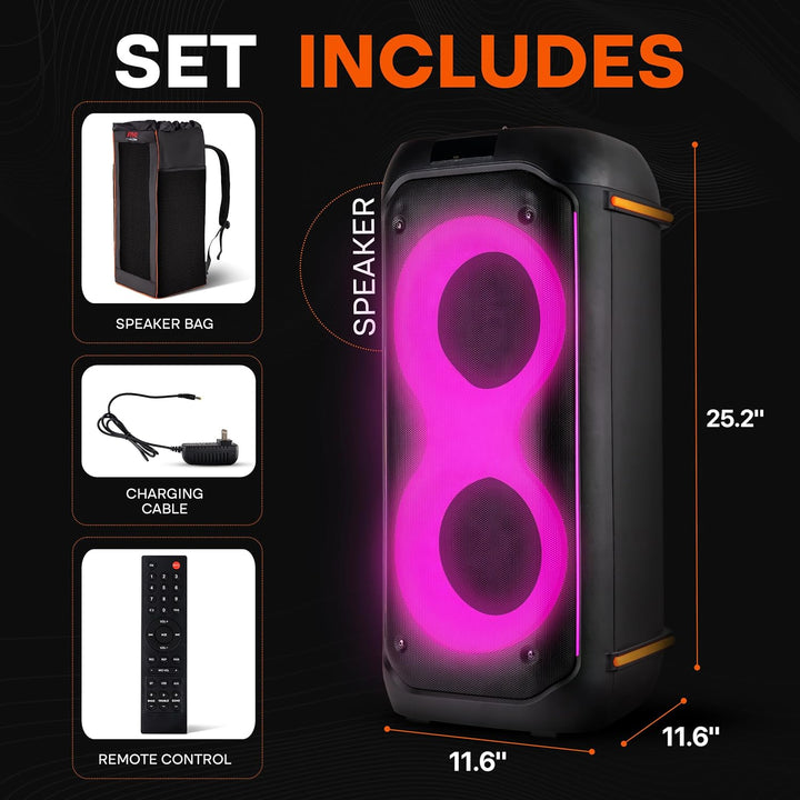 Pyle Bluetooth-Party-Lautsprecher 160W, Karaoke-System mit 2X 6,5", Mikrofon, Akku, USB/SD/FM/TWS, P