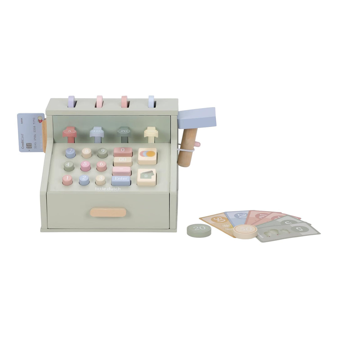 Little Dutch 2511 Holz Spielkasse mit Scanner und Zubehör - Mint