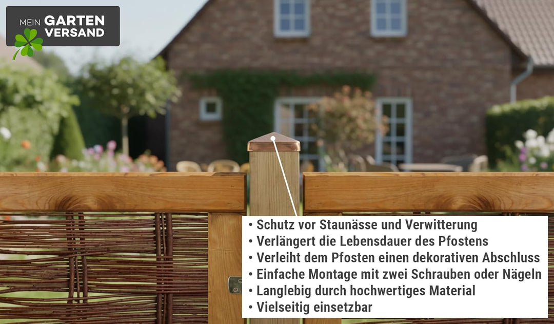 10er Set Pfostenkappe Kupfer | Form: Pyramide | im Mass 9x9 (9,1x9,1) cm eckig | aus Kupfer, poliert