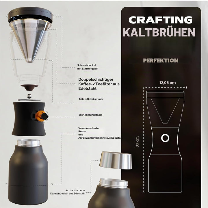Asobu - Cold Brew Kaffeebereiter | Teebereiter to go mit Sieb schwarz, 50