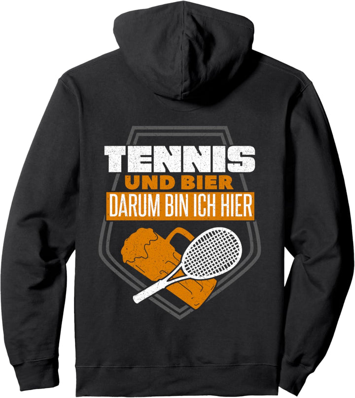 Tennisspruch Tennis und Bier lustiges Tennisspieler Pullover Hoodie