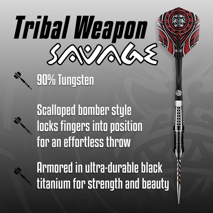 Shot Steel Darts Tribal Weapon Savage 90% Tungsten Steeltip Darts Steeldart Dartpfeile Set 22 Gramm,