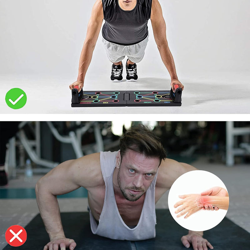 AOUZEA Push Up Board Fitnessgeräte, 12-in-1-Faltbares Multifunktions Tragbar Liegestütze Brett, Fitn